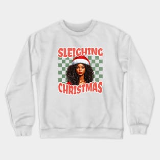 Sleighing Christmas African American woman Crewneck Sweatshirt